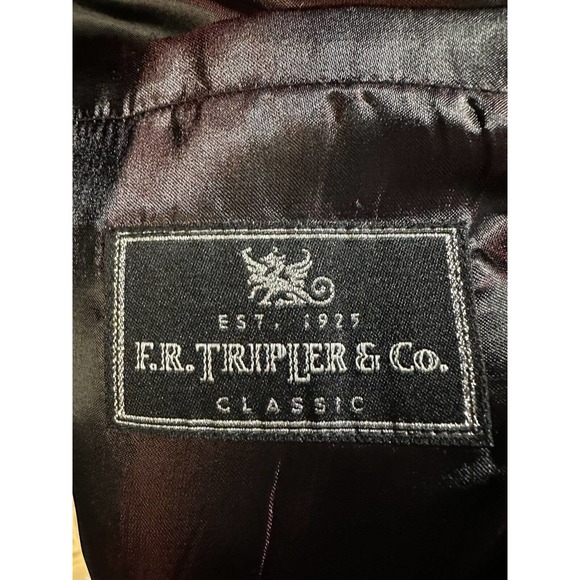 F.R. TRIPLER & CO Wool Blnd Overcoat Black Trench Single Breasted Coat Dress 46R - Picture 14 of 16